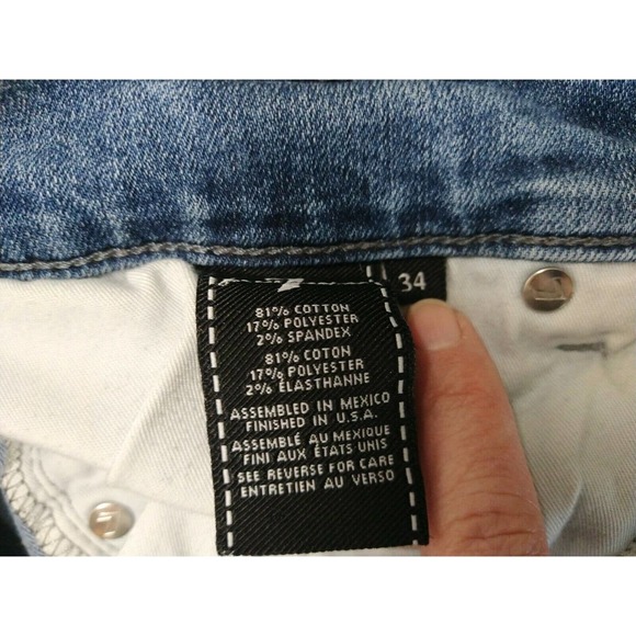 7 For All Mankind WM 34 Jeans Blue 5 Pockets Light Wash Zip Closure - Picture 7 of 7